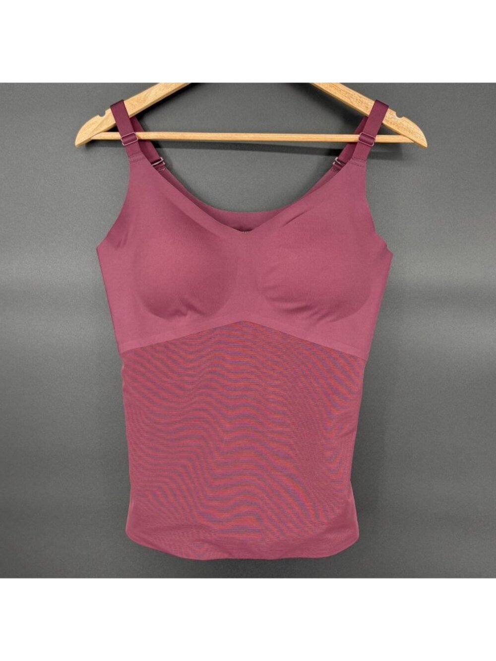 Honeylove LiftWear Cami Tank XL Fig Burgundy Built In Bra Shapewear Compression